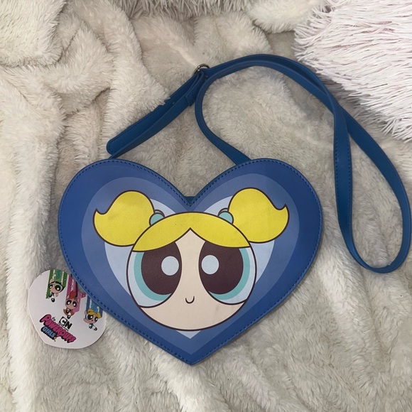 Rare Powerpuff Girls Bubbles Heart Shaped Blue Crossbody Bag/ Purse - Picture 5 of 6